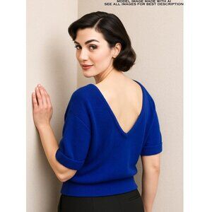 Vintage Michael Carrie Angora Blend Sweater M Plunge Back Cropped Cozy Minimal